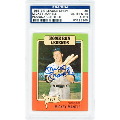 Mickey Mantle New York Yankees Autographed 1986 Big League Chew Home Run Legends #6 PSA Authenticated Card