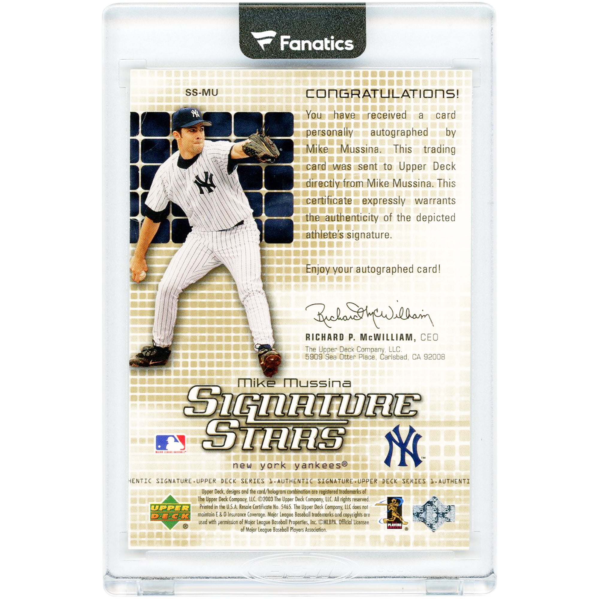 Mike Mussina New York Yankees Autographed 2003 Upper Deck Signature Stars #SS-MU #59/99 Card