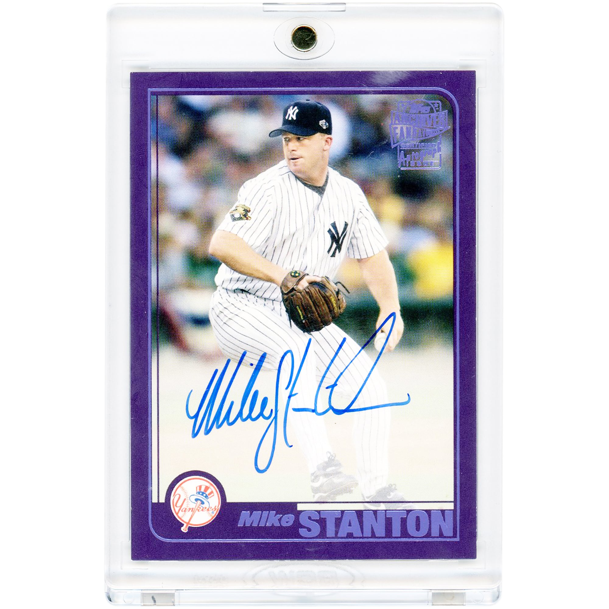 Carte autographiée de Mike Stanton, joueur des Yankees de New York, collection Topps Archives 2018, violette, préférée des fans #FFA-MST #41/150
