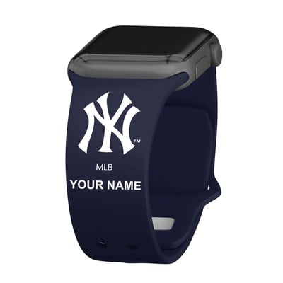 New York Yankees Personalized Silicone Apple Watch Band - Navy