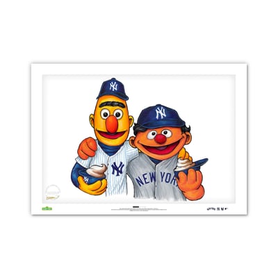 New York Yankees Bert & Ernie Limited Edition 24" x 36" Sesame Street Art Print