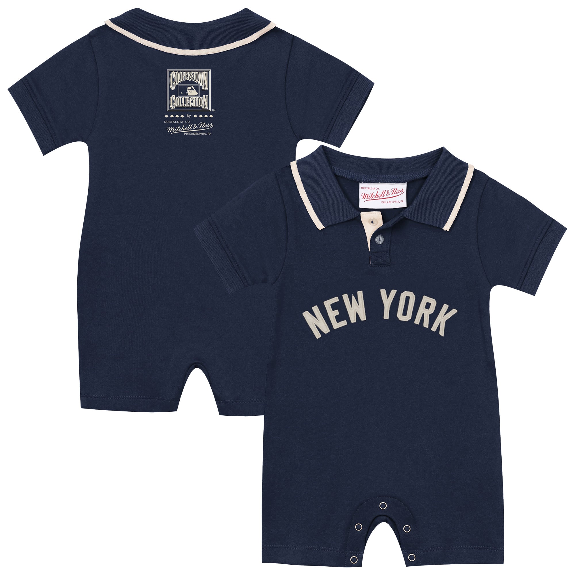 Combinaison rugby rétro Roots bleu marine Mitchell & Ness pour nouveau-né et bébé, collection Cooperstown des Yankees de New York