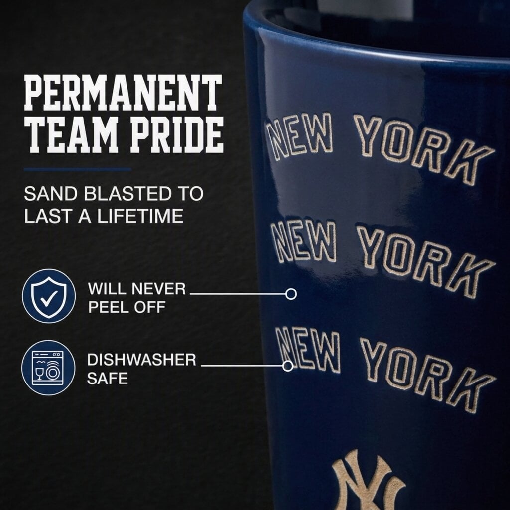 Mug Pegasus New York Yankees 17 oz, logo ton sur ton, finition sablée
