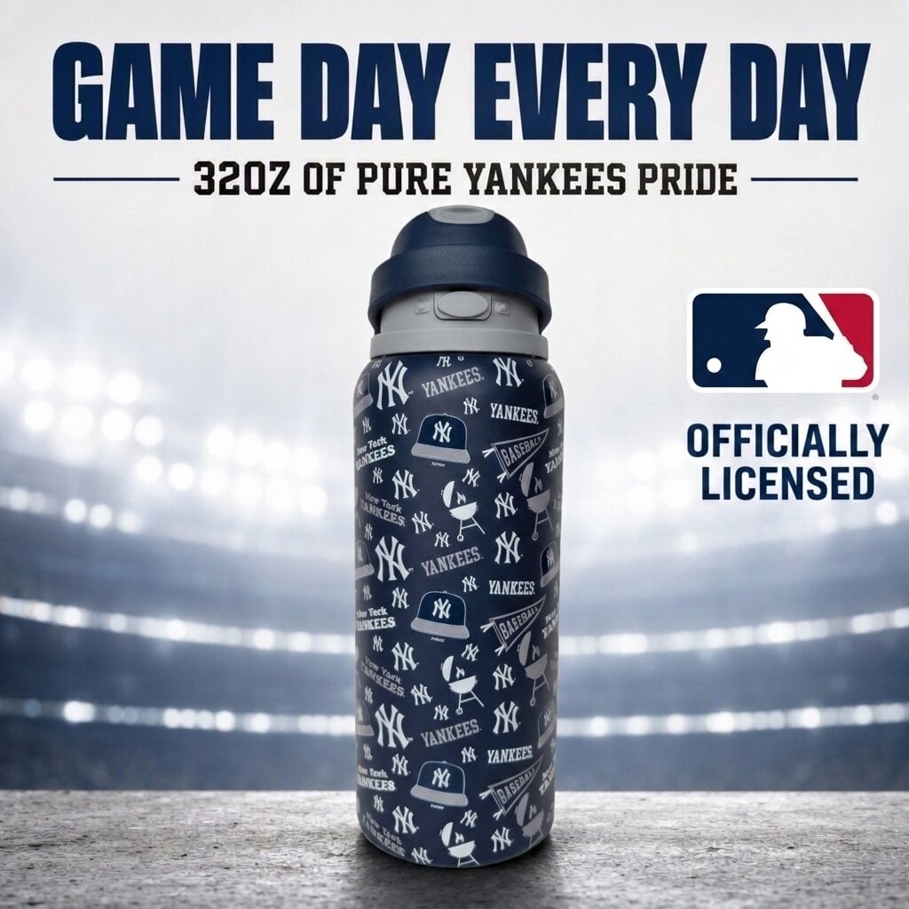 Gourde Pegasus New York Yankees 32 oz en acier inoxydable ProPress avec fanion pour les jours de match