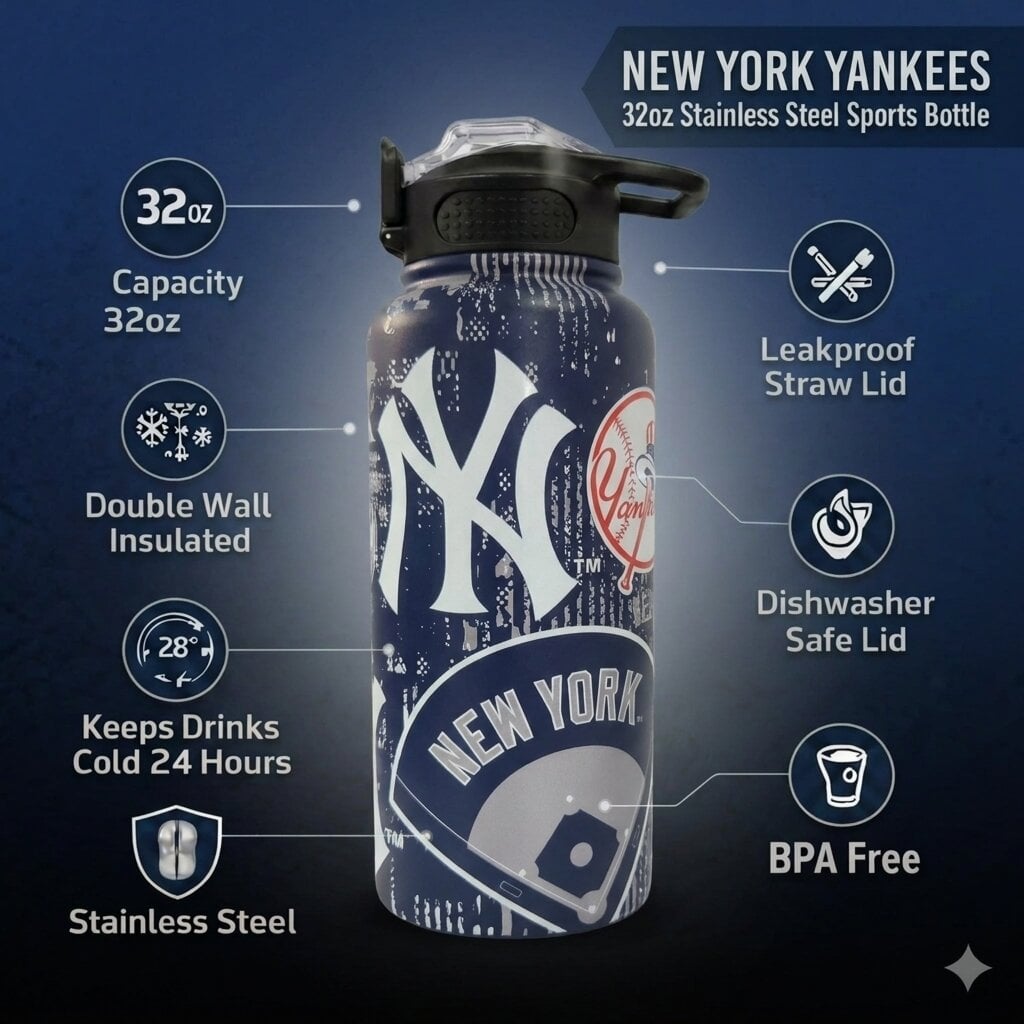 Pegasus New York Yankees 32oz. Home Field Mashup Stainless Steel ProPress Water Bottle