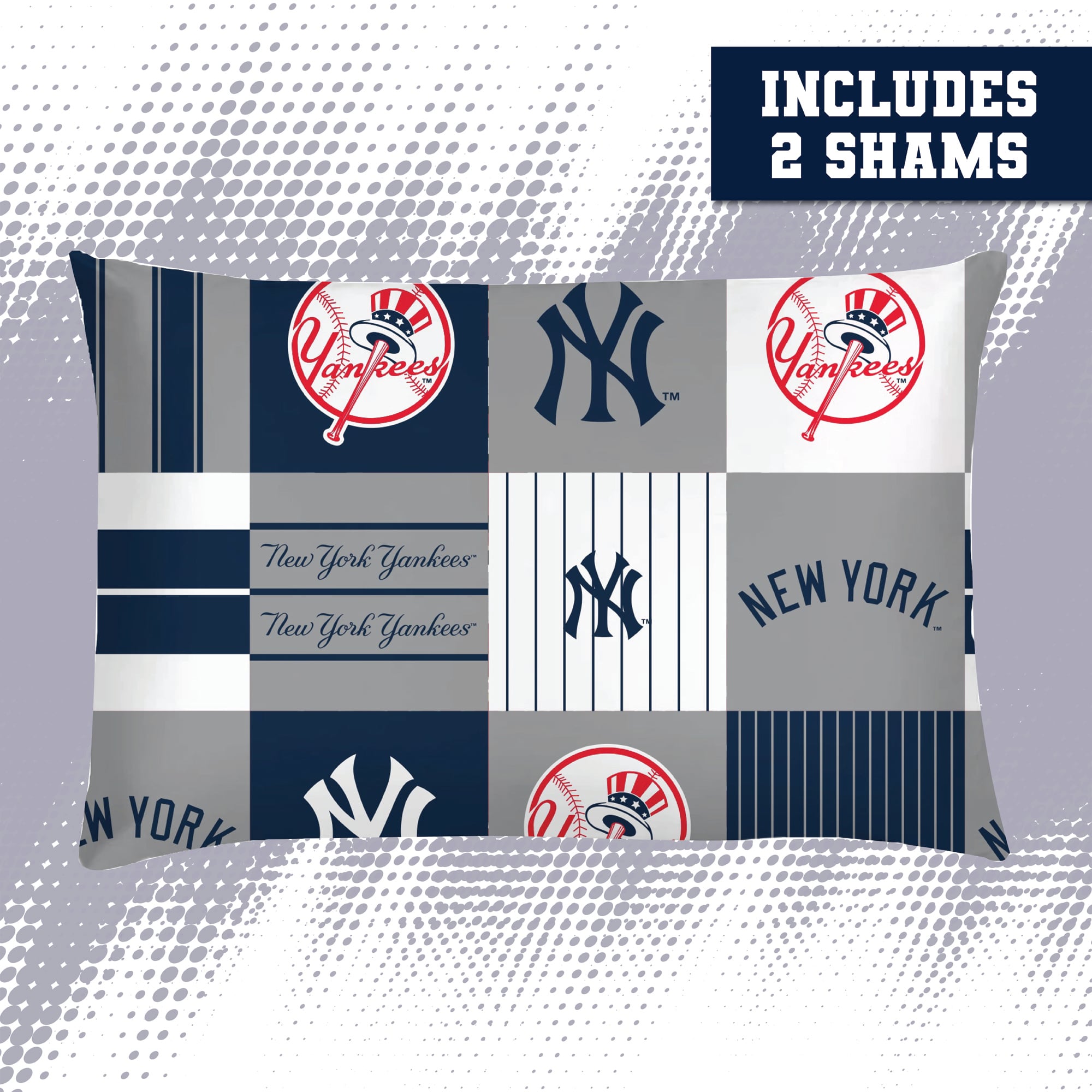 Pegasus New York Yankees Patchwork Plaid Three-Piece Full/Queen Bed in a Bag Set