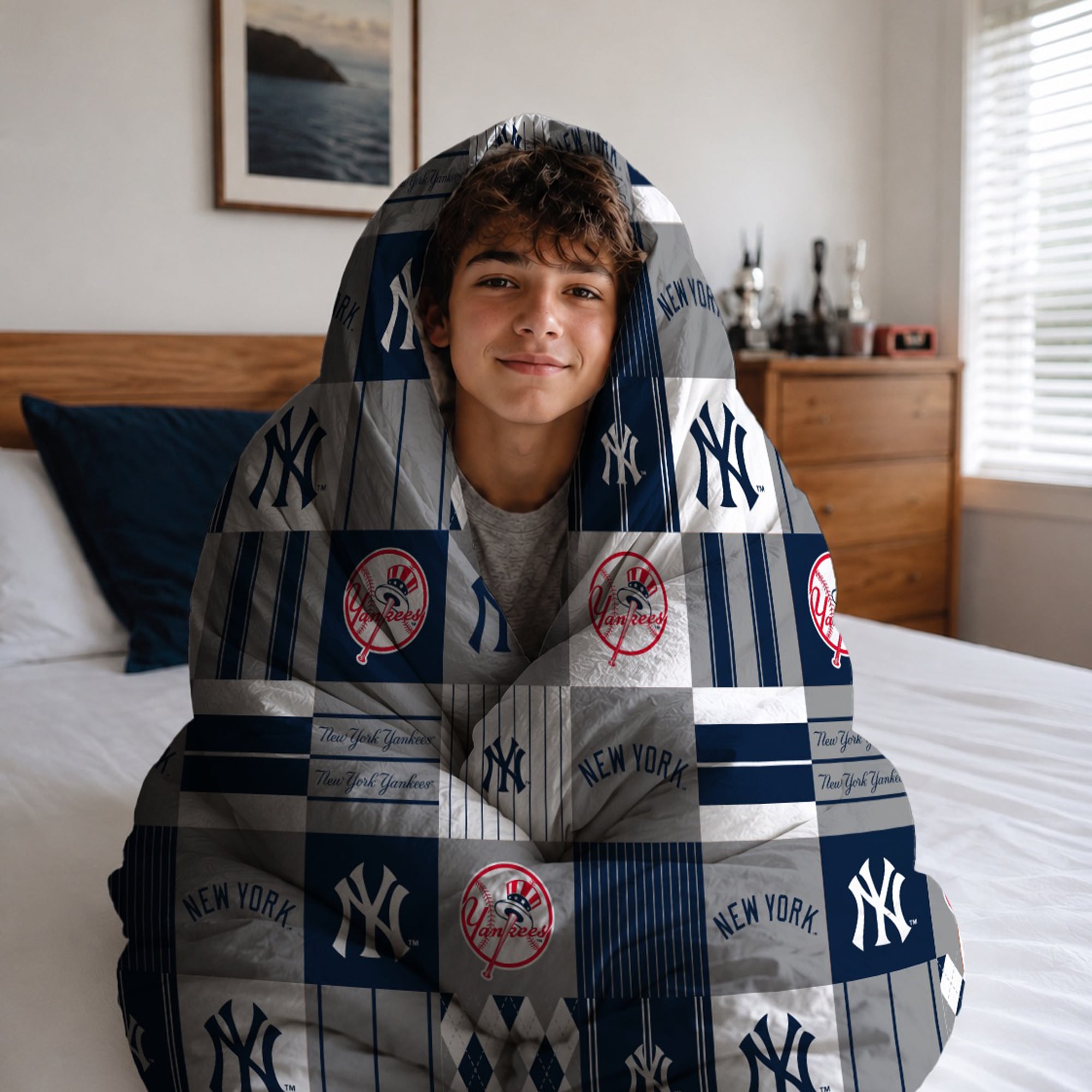 Pegasus New York Yankees Patchwork Plaid Two-Piece Twin/Twin XL Bed in a Bag Set