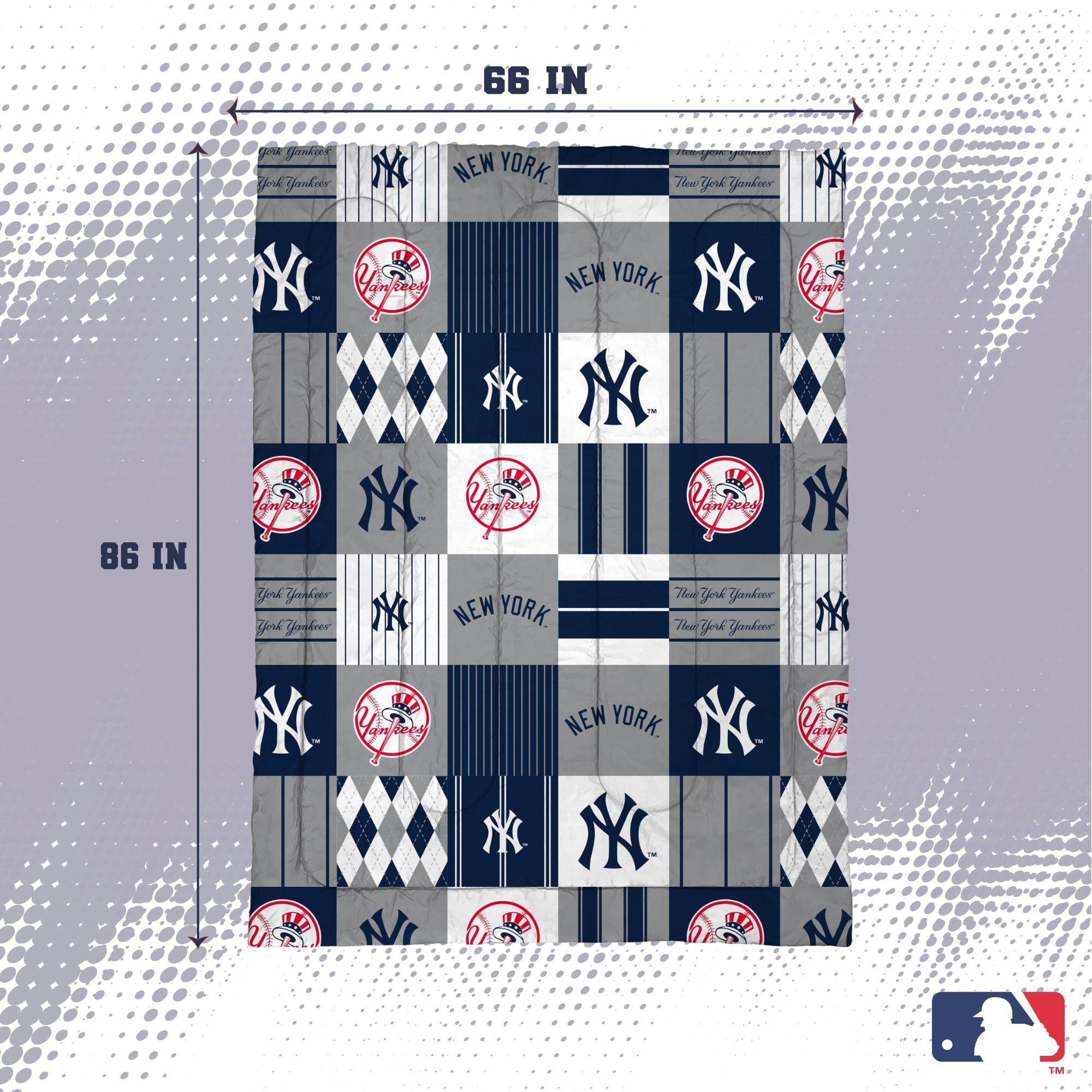 Pegasus New York Yankees Patchwork Plaid Two-Piece Twin/Twin XL Bed in a Bag Set
