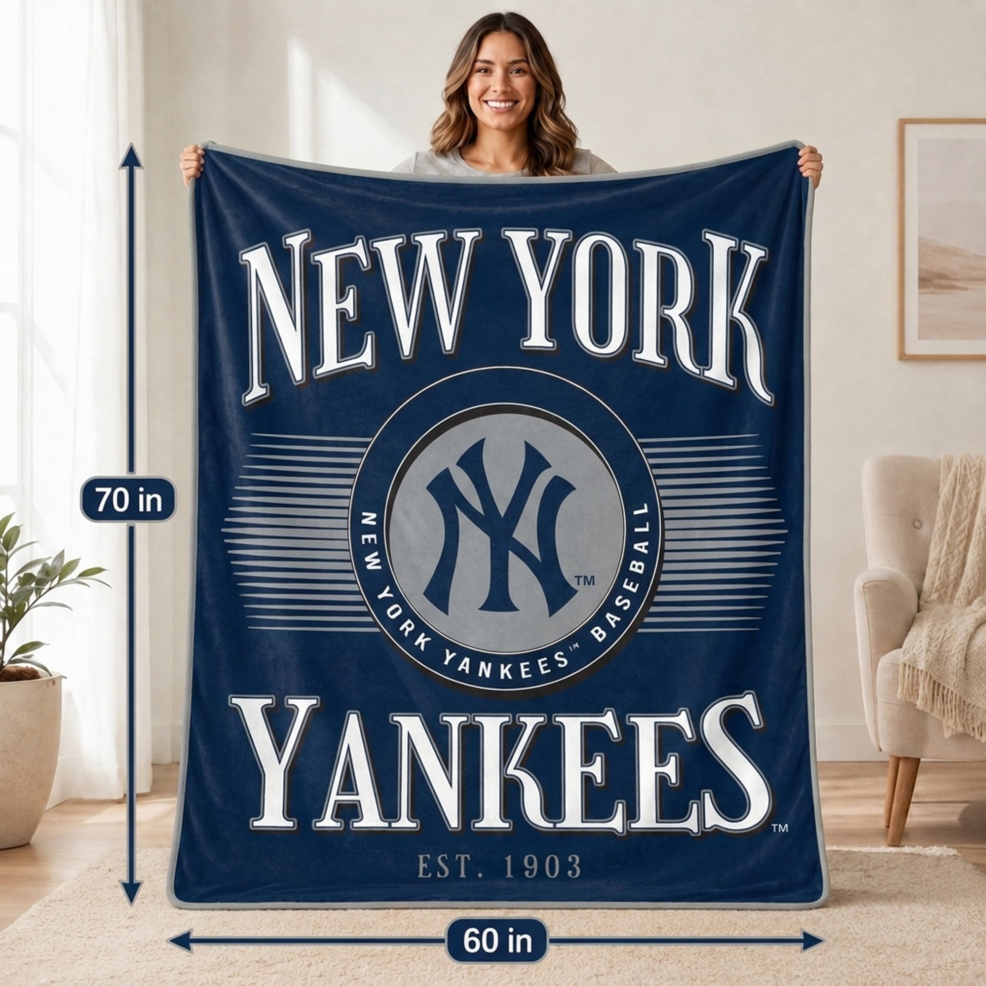 Couverture Pegasus New York Yankees Spotlight Arch 60" x 70" ultra douce