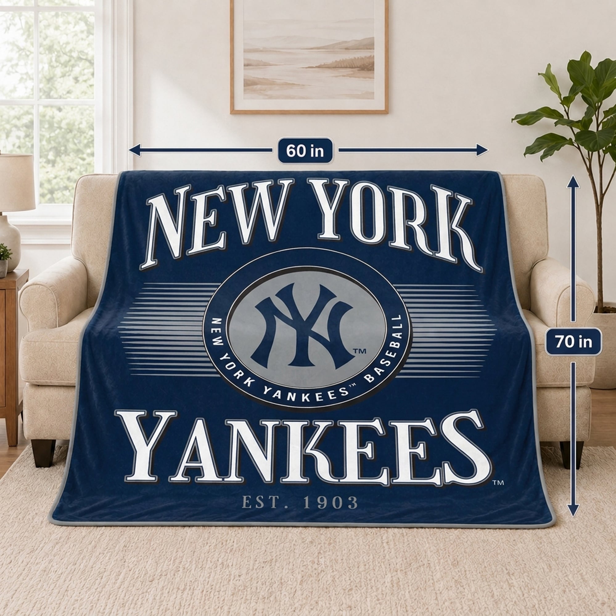 Couverture Pegasus New York Yankees Spotlight Arch 60" x 70" ultra douce