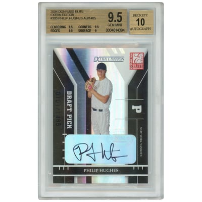 Philip Hughes New York Yankees Autographed 2004 Donruss Elite Extra Edition Rookie Card #303 #101/1485 BGS Authenticated 9.5 Trading Card