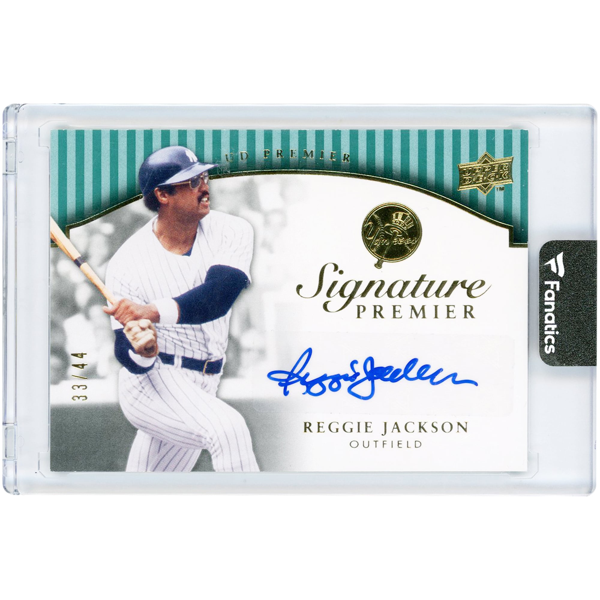 Carte de baseball Signature Premier 2008 Upper Deck Premier de Reggie Jackson, Yankees de New York, autographiée #SP-RJ #33/44