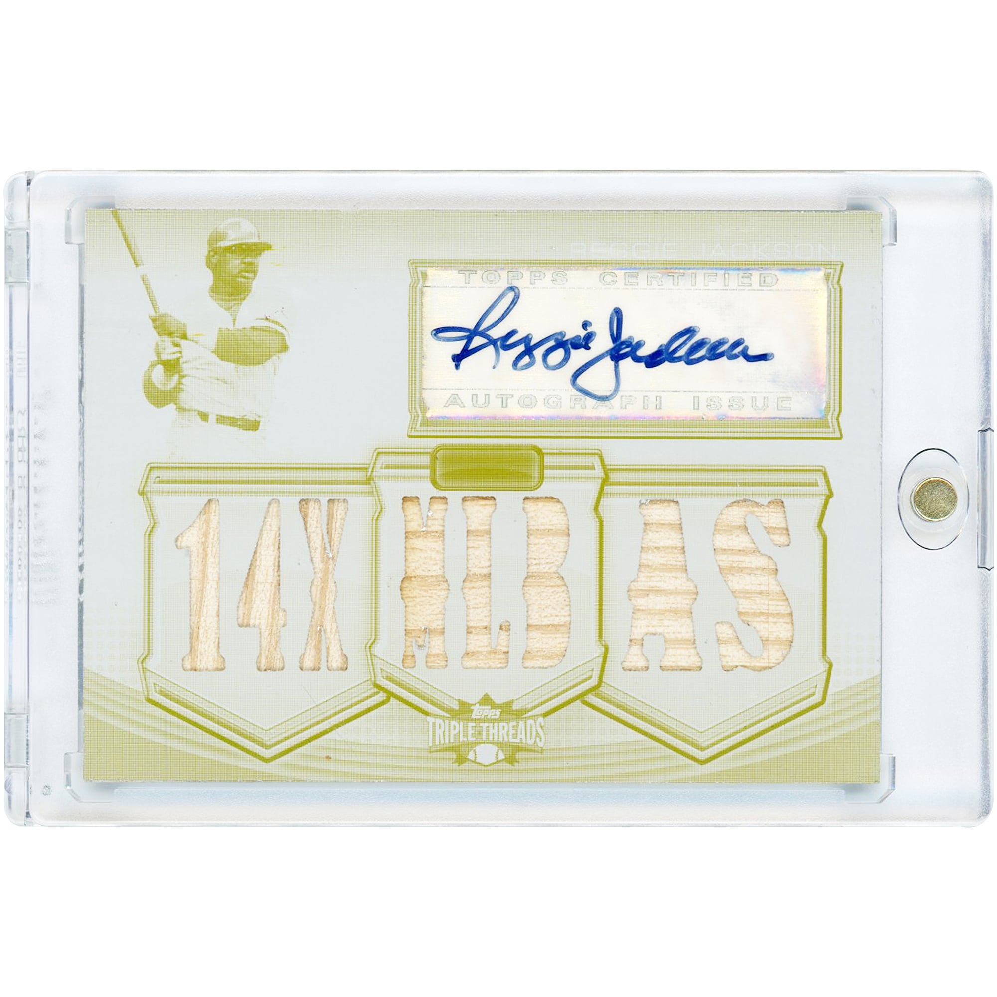 Carte autographiée par Reggie Jackson des Yankees de New York, collection 2010 Topps Triple Threads Relic Multi Game Used White Whale #TTAR-104 #1/1