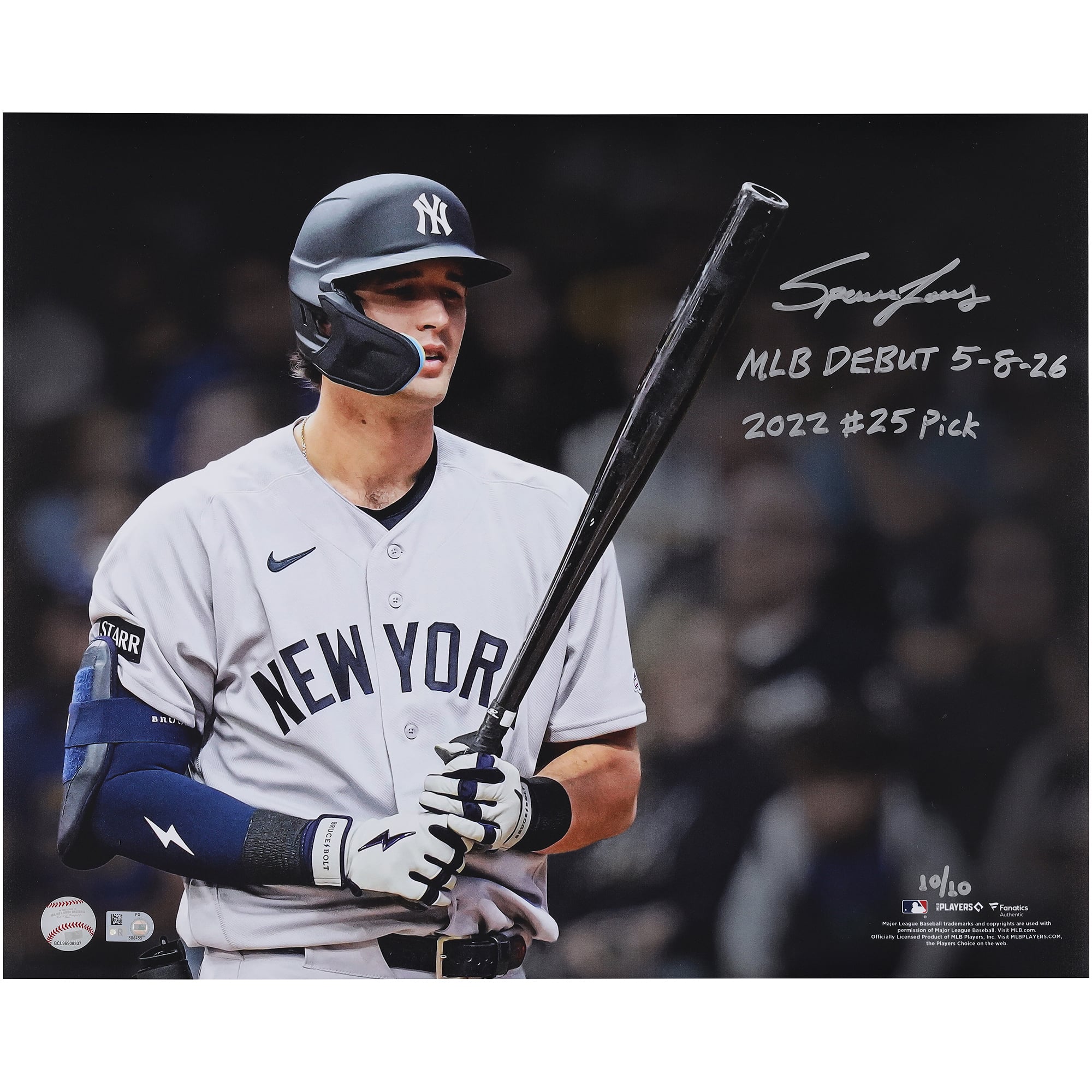 Spencer Jones New York Yankees Autographed 16" x 20" Debut Spotlight Photograph with Multiple Inscriptions