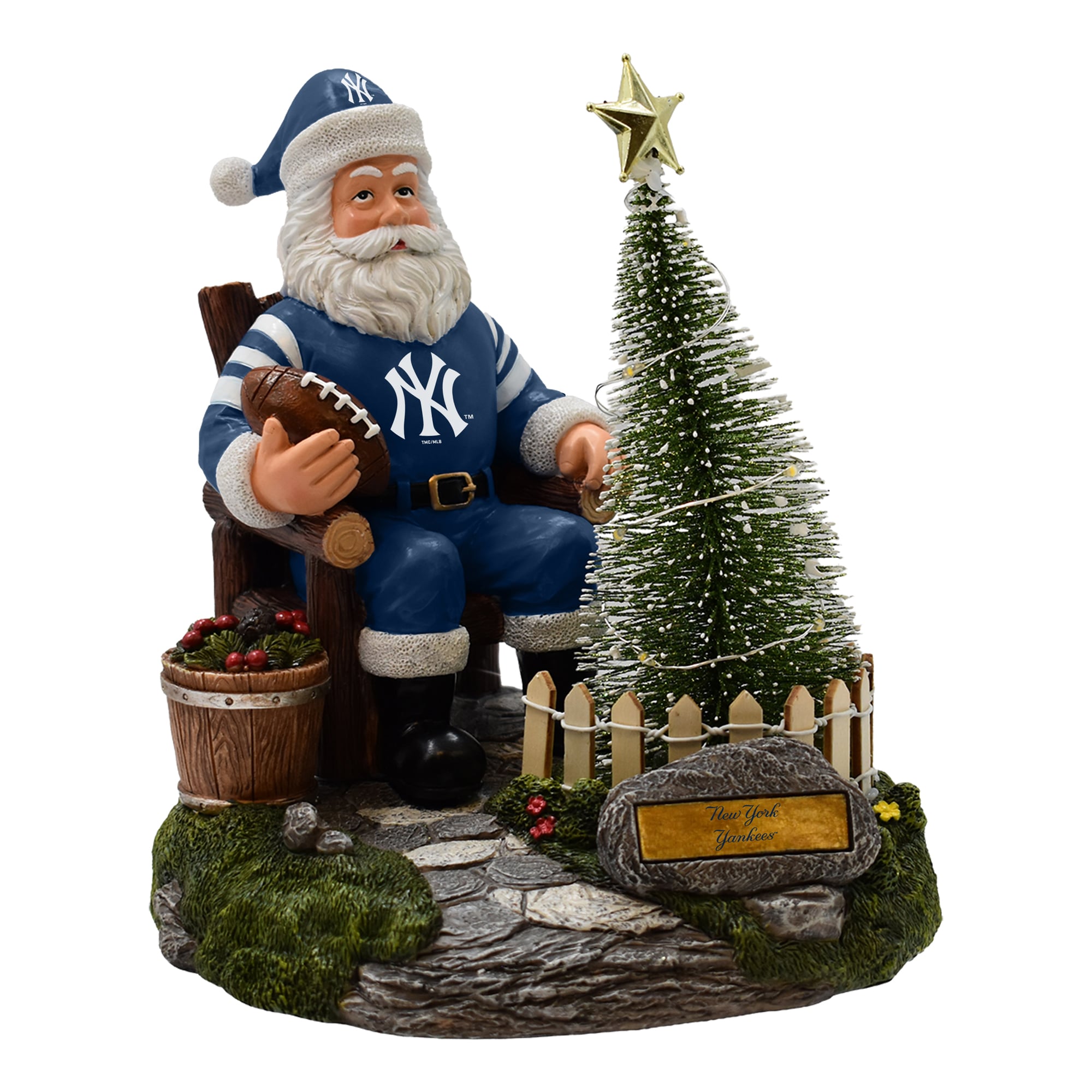 The Memory Company New York Yankees Santa Figurine with LED Tree