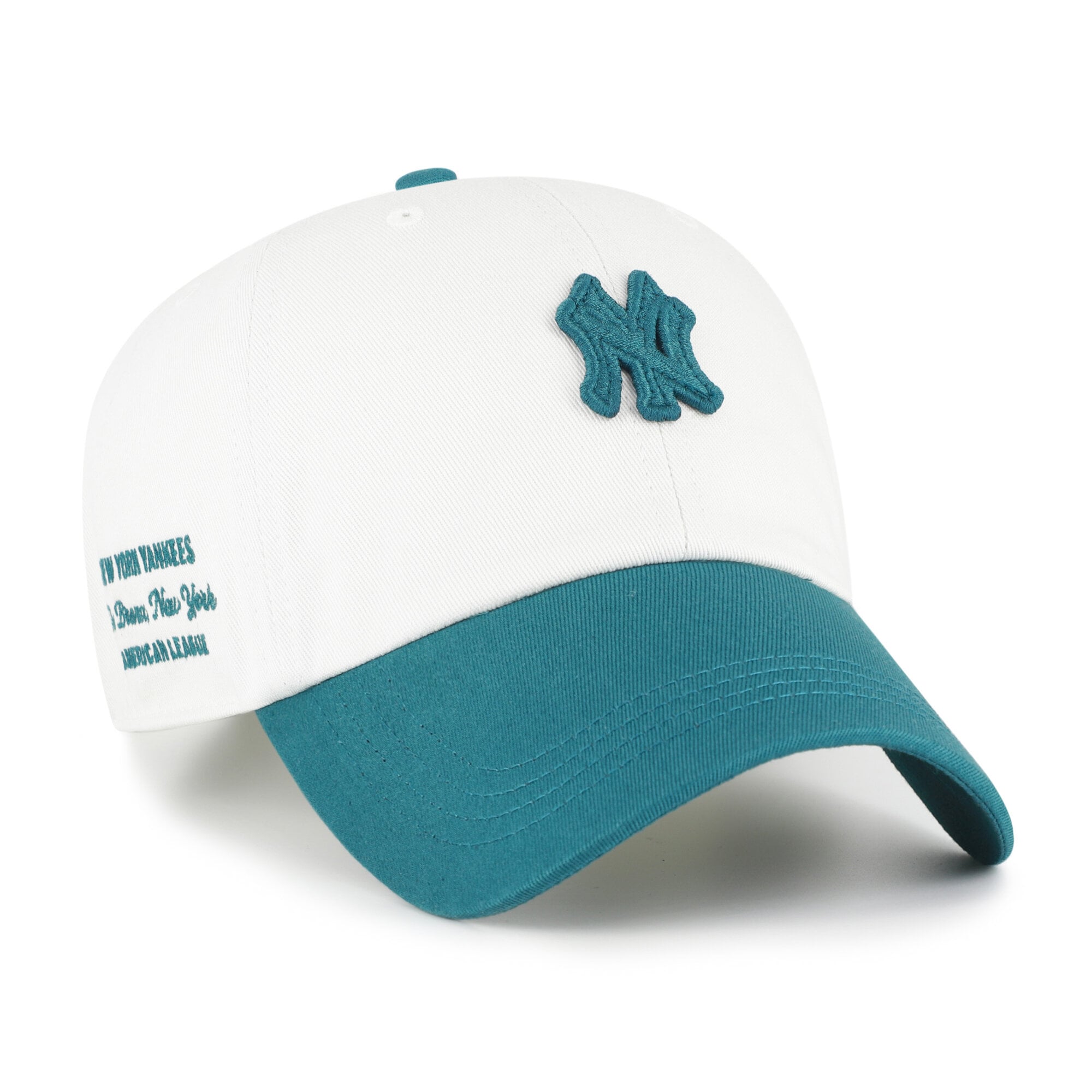 Casquette unisexe '47 blanche/turquoise New York Yankees, style contemporain épuré, ajustable