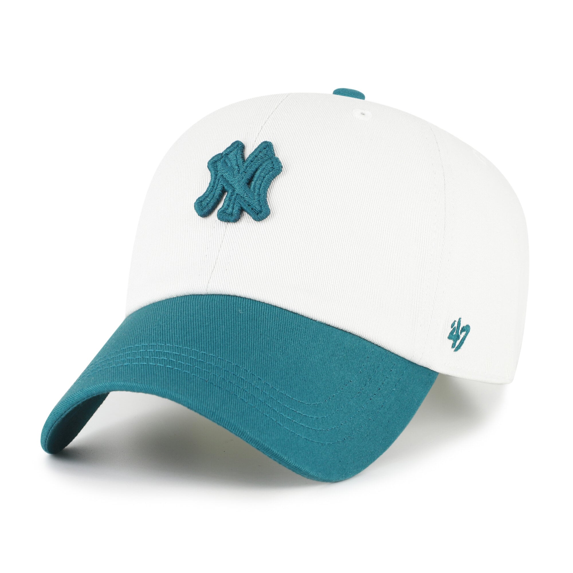 Casquette unisexe '47 blanche/turquoise New York Yankees, style contemporain épuré, ajustable