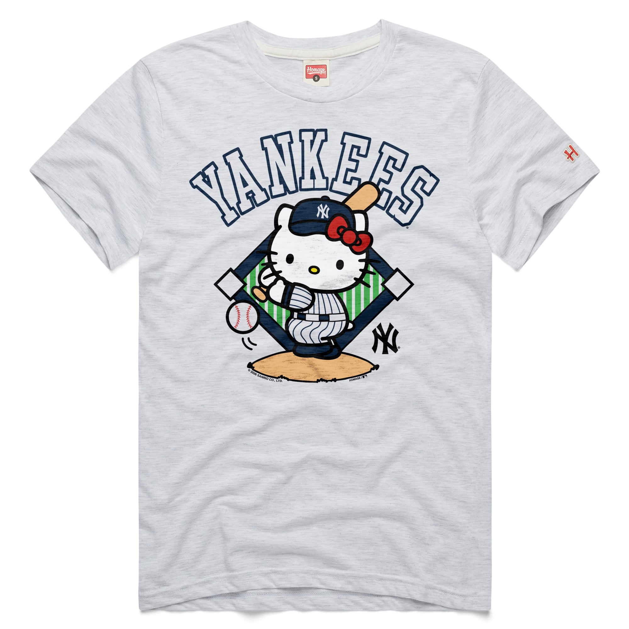 Unisex Homage  Ash New York Yankees Hello Kitty Tri-Blend T-Shirt