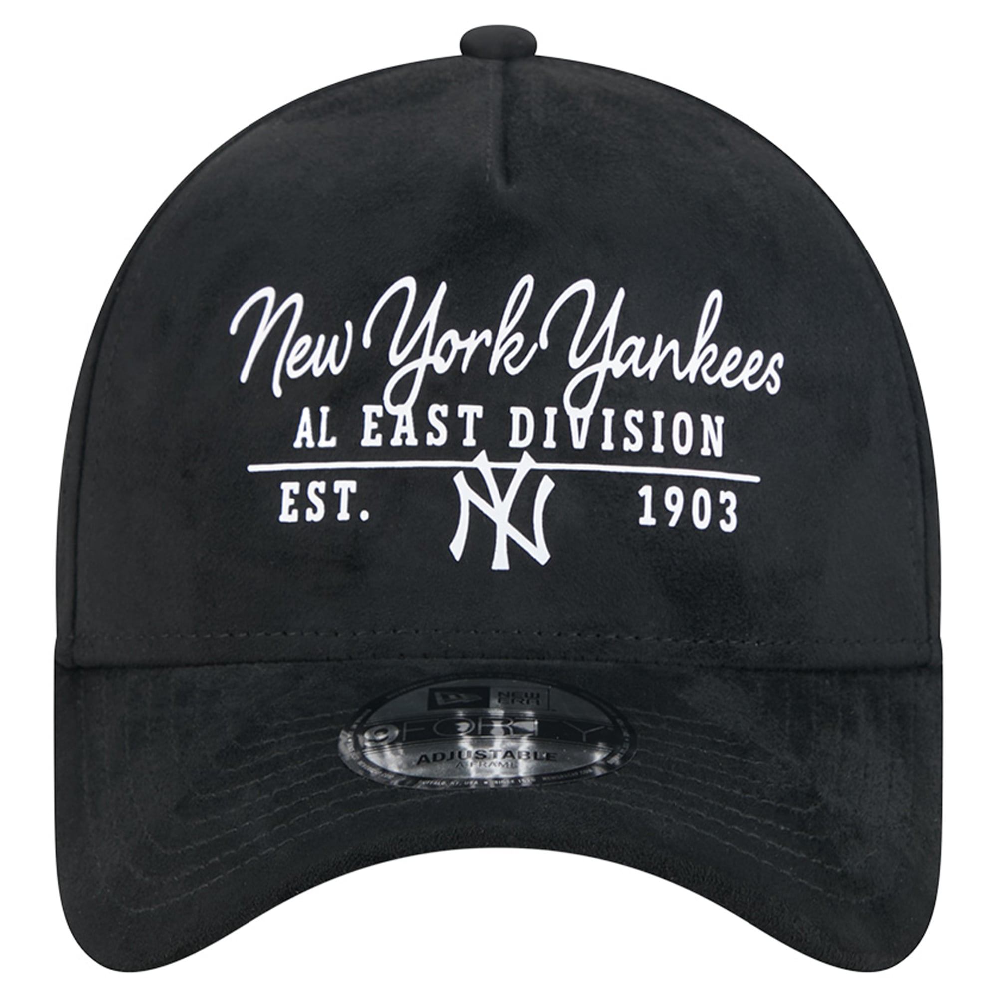 Unisex New Era Black New York Yankees Script Text 9FORTY A-Frame Adjustable Hat