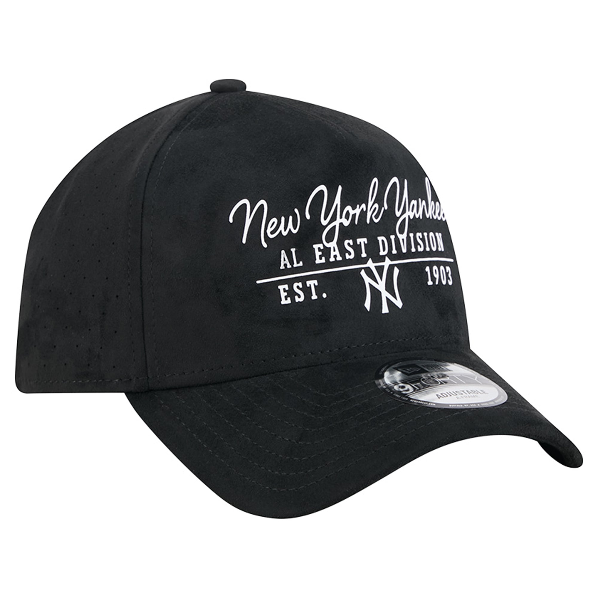Unisex New Era Black New York Yankees Script Text 9FORTY A-Frame Adjustable Hat