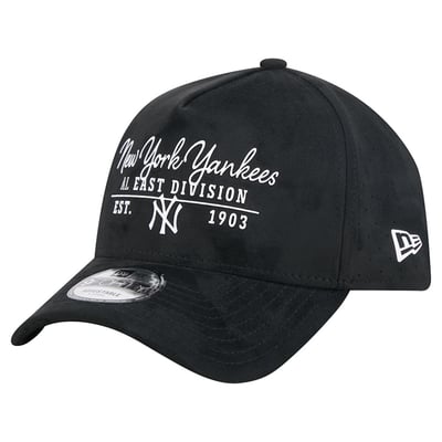 New York Yankees New Era Unisex Script Text 9FORTY A-Frame Adjustable Hat - Black