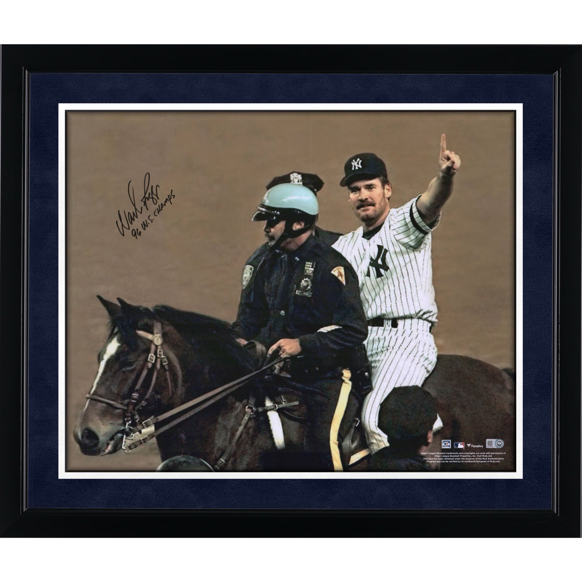 Wade Boggs New York Yankees Autographed 16" x 20" 1996 World Series Celebration Photograph with "96 W.S. Champs" Inscription