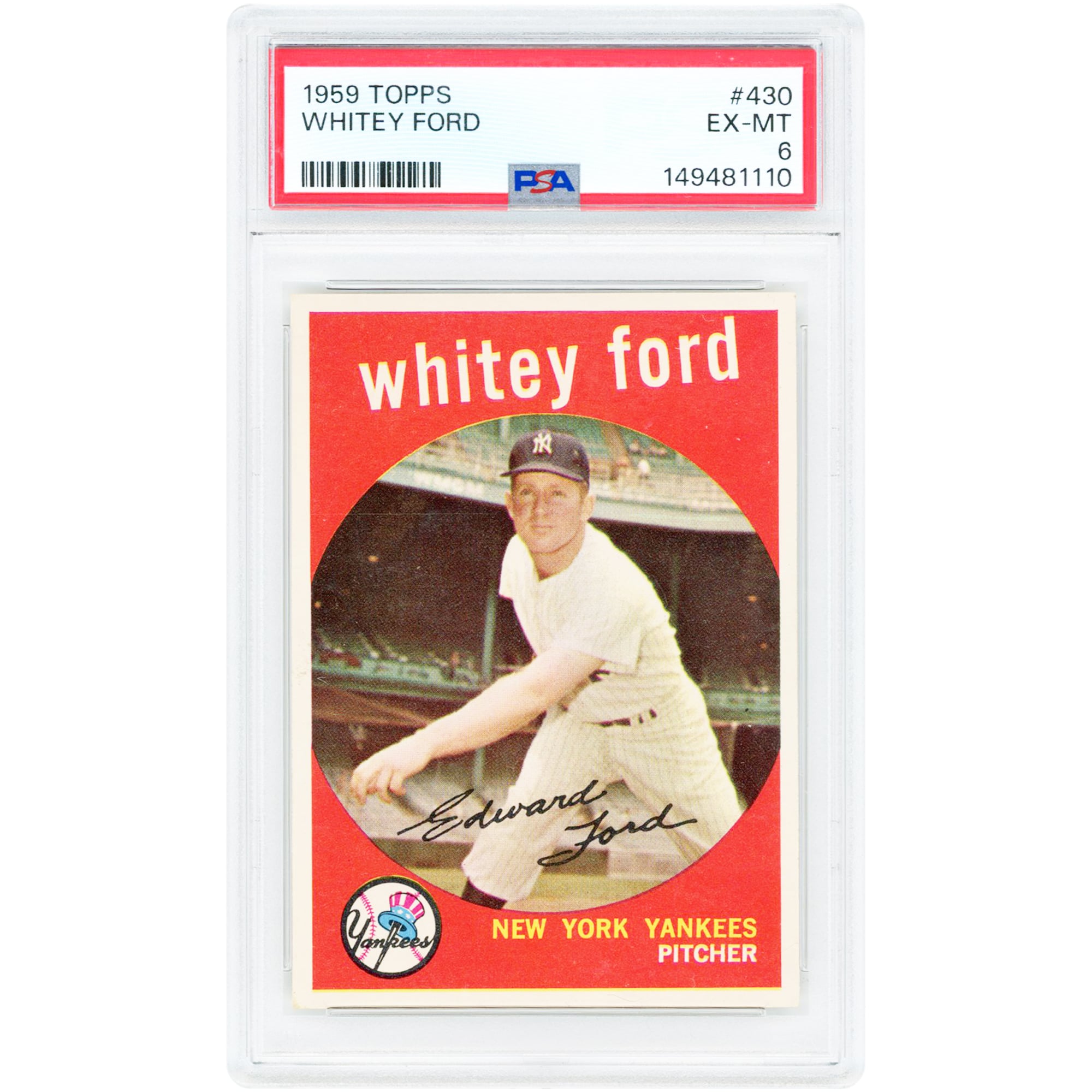 Whitey Ford New York Yankees 1959 Topps #430 PSA Authenticated 6 Card