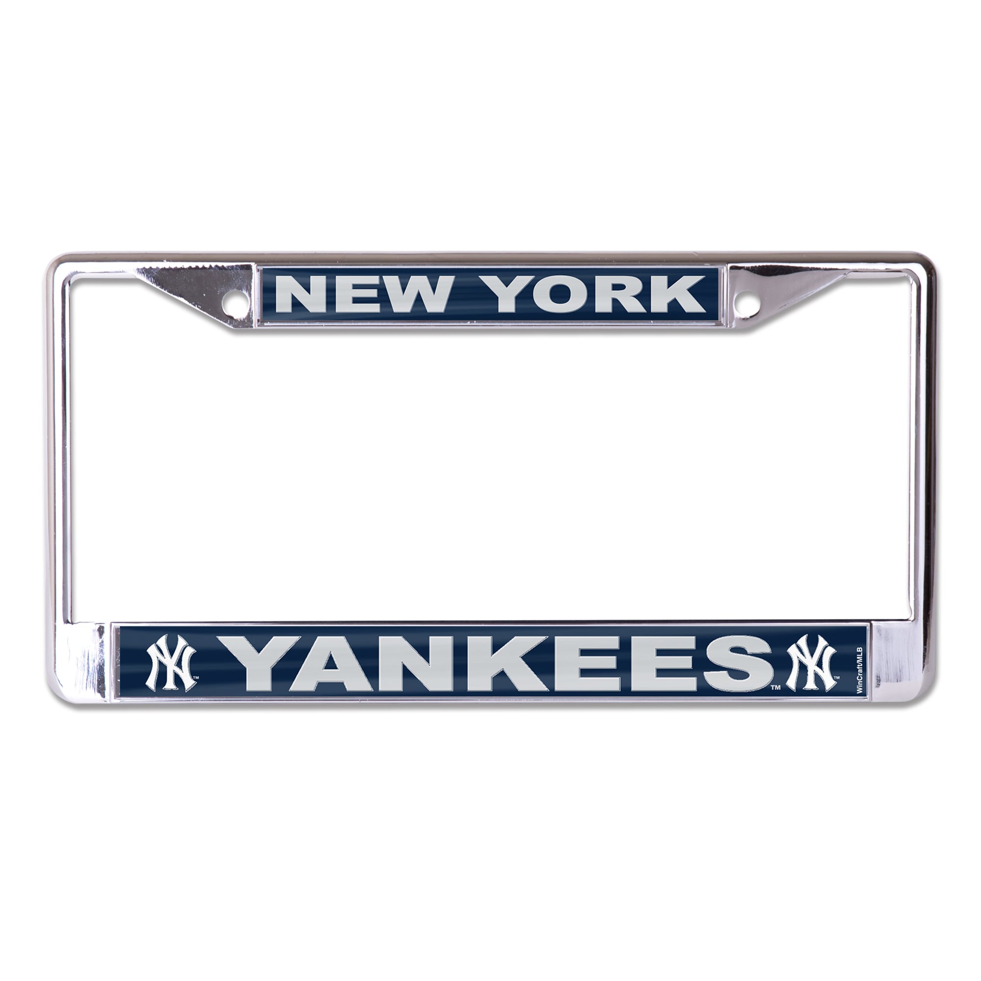 Cadre de plaque d'immatriculation en métal WinCraft New York Yankees, logo secondaire, taille S/L