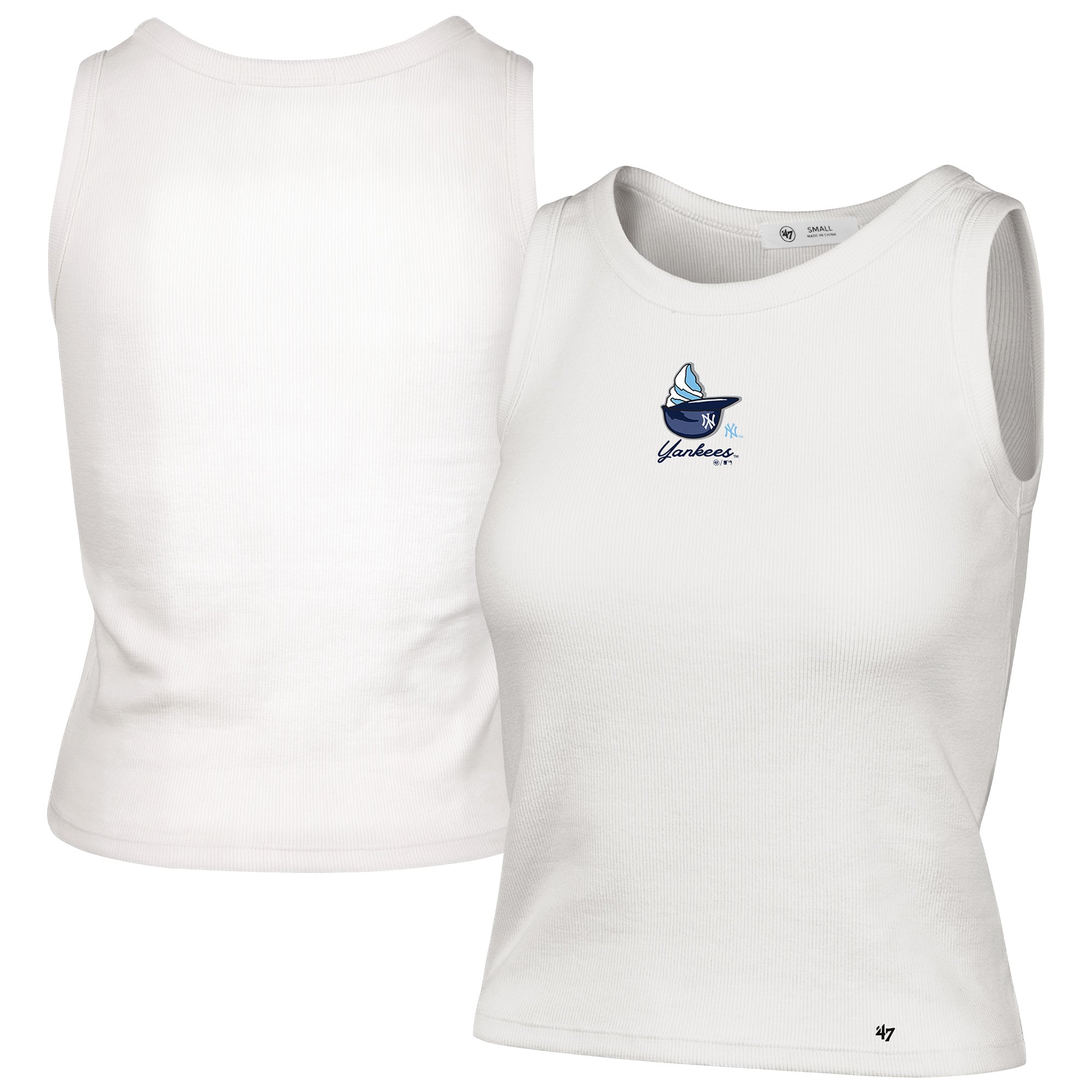Women's '47 Cream New York Yankees Single Swirl Ribbed Baby Tank Top