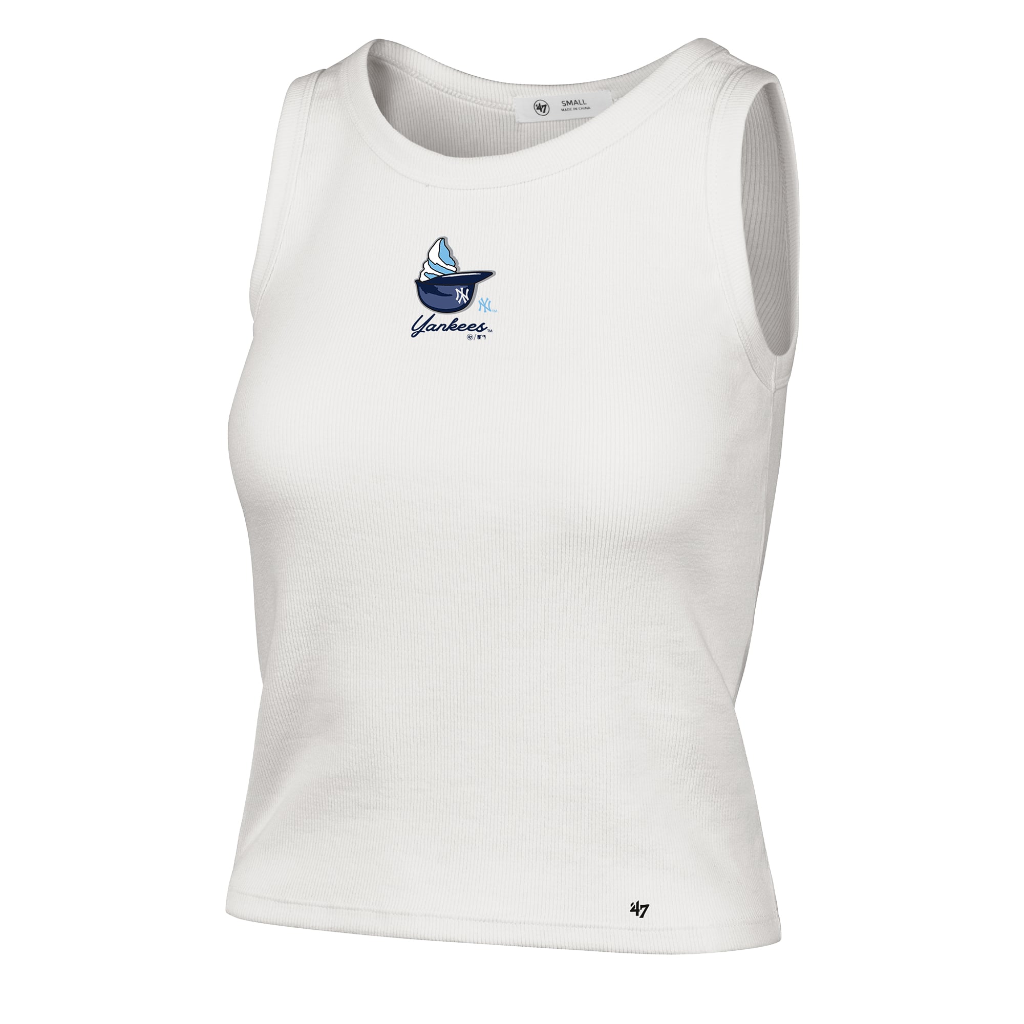 Women's '47 Cream New York Yankees Single Swirl Ribbed Baby Tank Top