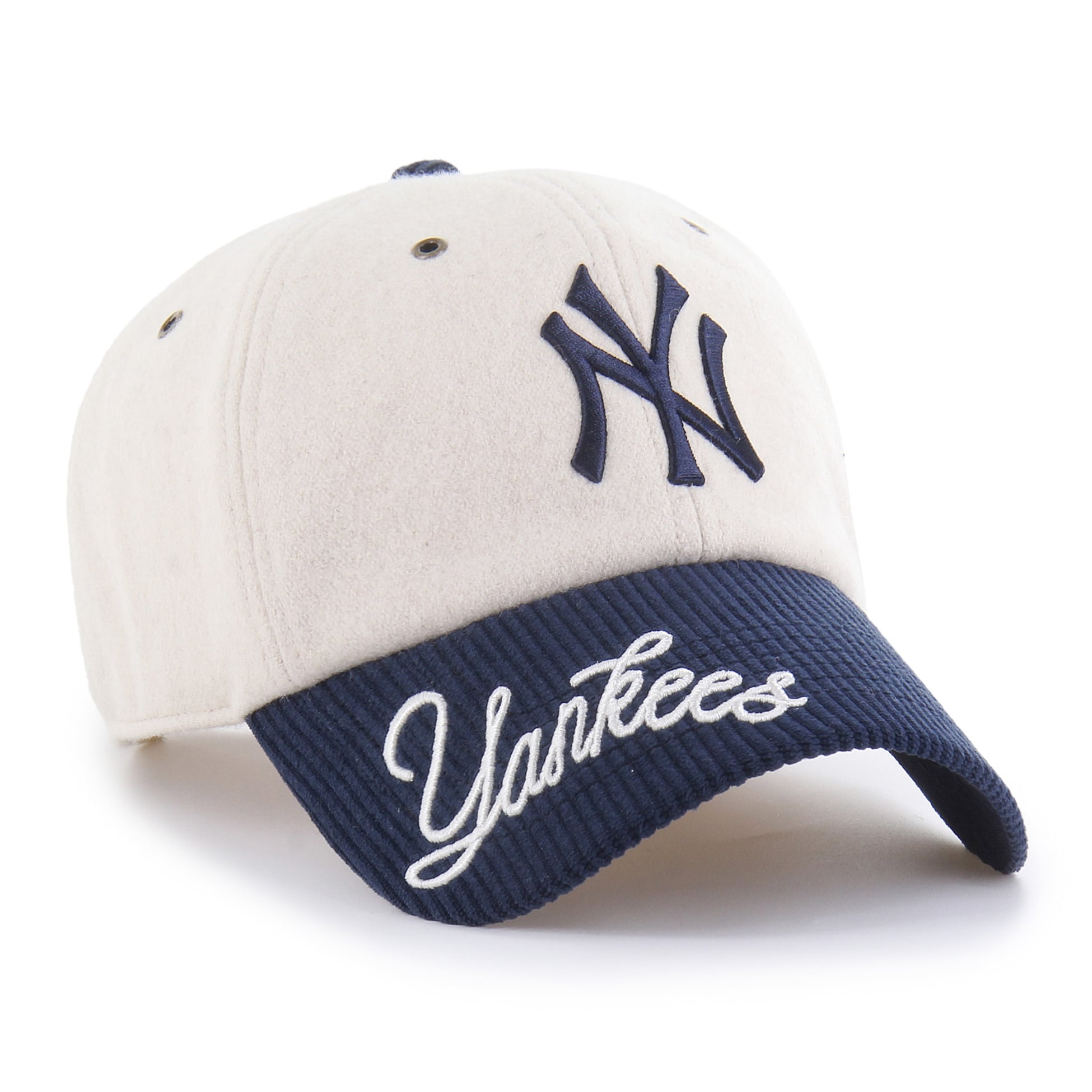 Women's '47 Natural/Navy New York Yankees Rope Script Clean Up Adjustable Hat