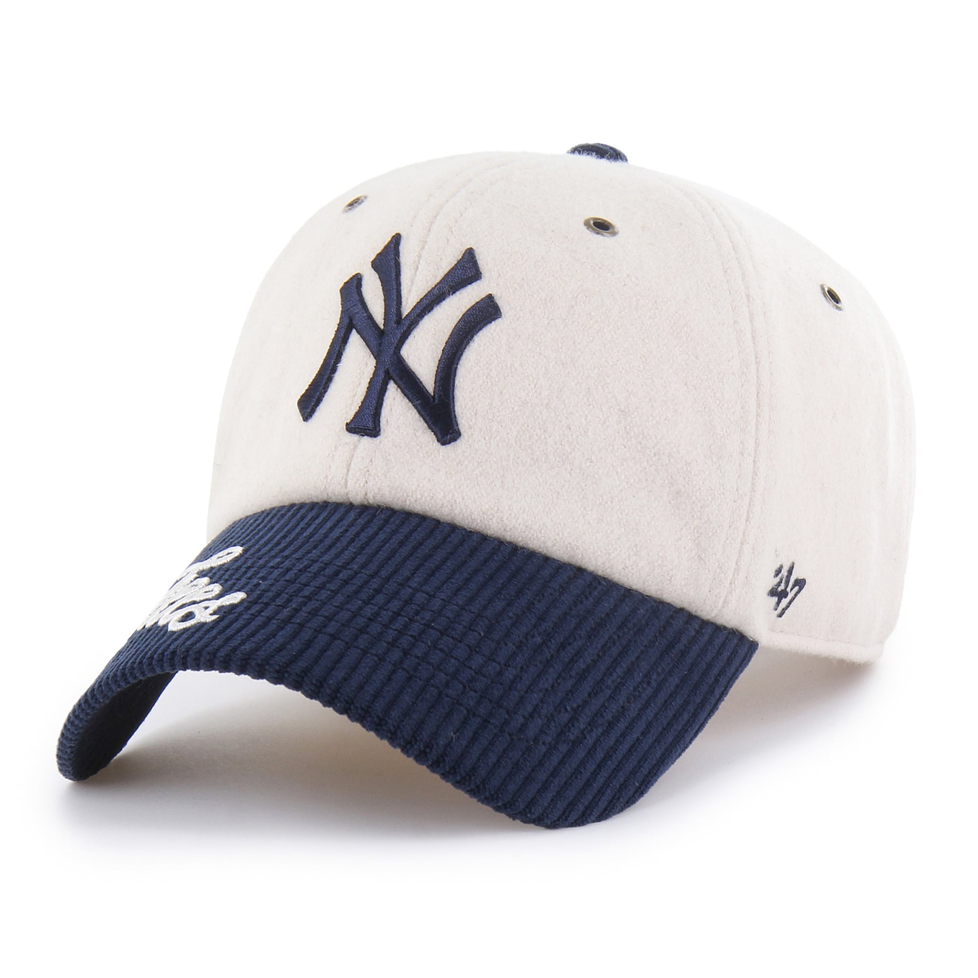 Women's '47 Natural/Navy New York Yankees Rope Script Clean Up Adjustable Hat