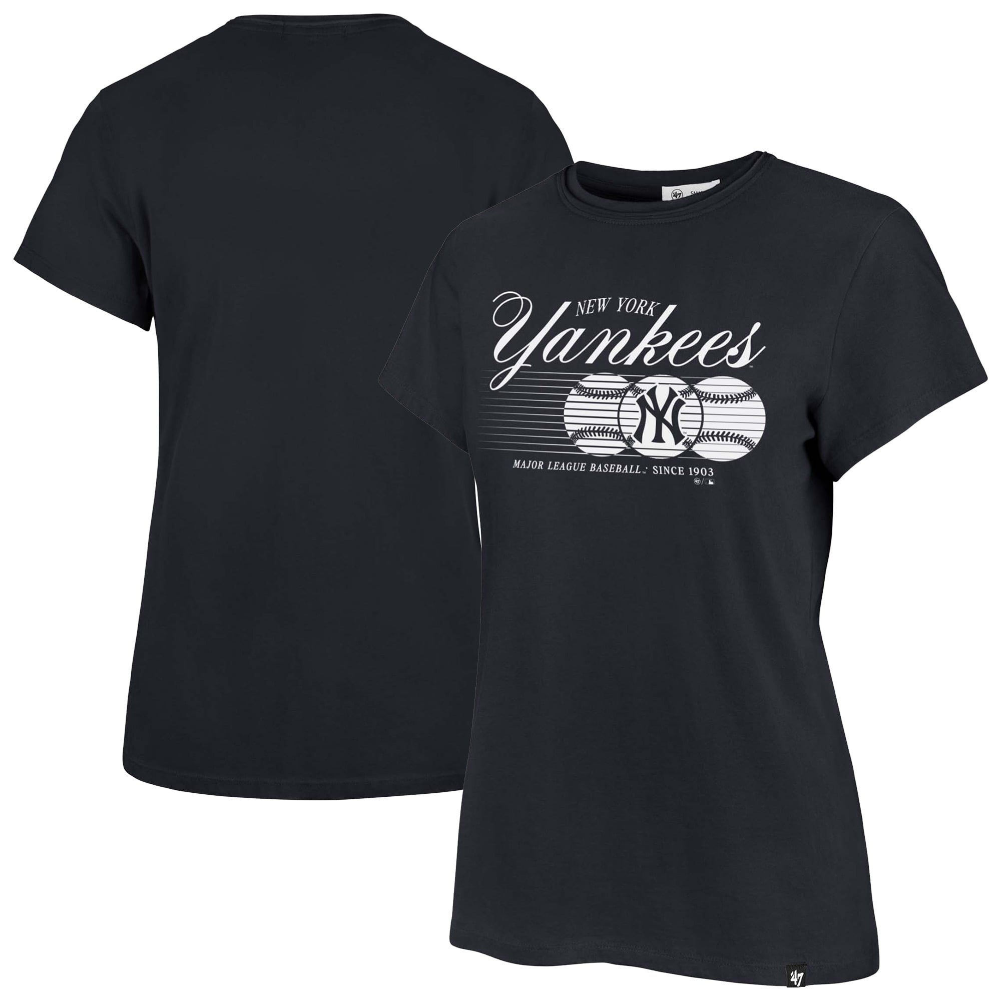 T-shirt Frankie Speed Throw pour femme, bleu marine, New York Yankees, année 47
