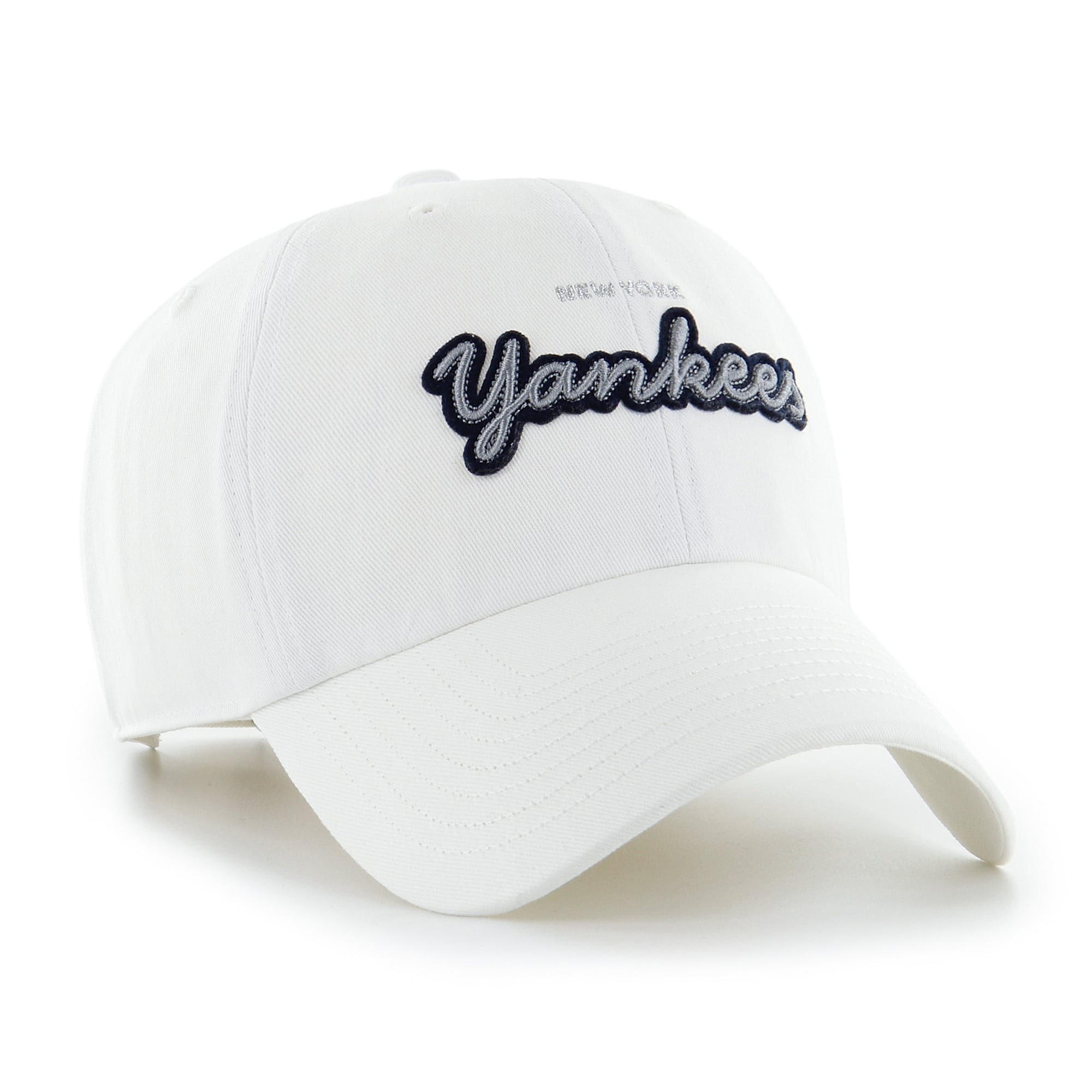 Women's '47 White New York Yankees Trendy Script Clean Up Adjustable Hat