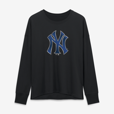 New York Yankees Women's Metallic Mascot Long Sleeve T-Shirt - Black