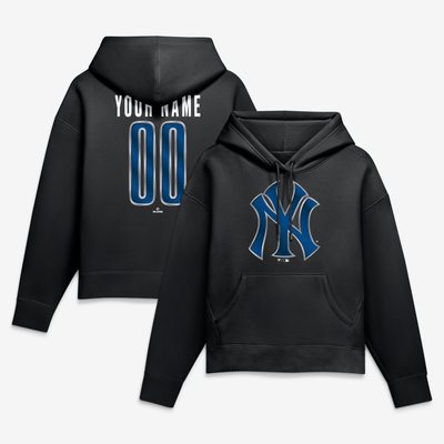 New York Yankees Women's Metallic Mascot Personalized Name & Number Hoodie - Black
