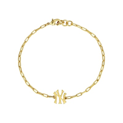  New York Yankees by Jill Martin Women's Classic Paperclip Bracelet - Gold