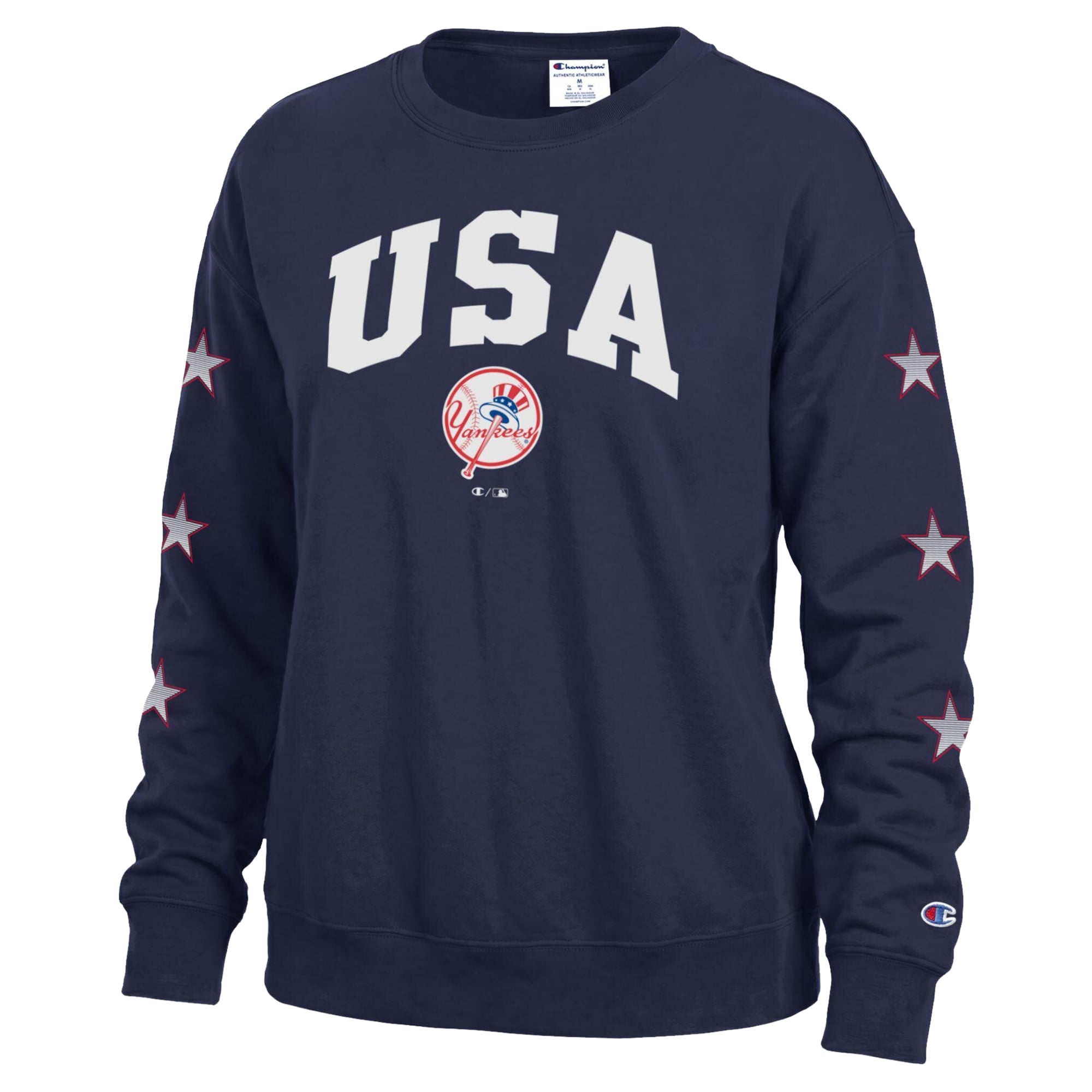 Sweat-shirt à col rond en polaire Champion bleu marine New York Yankees pour femme