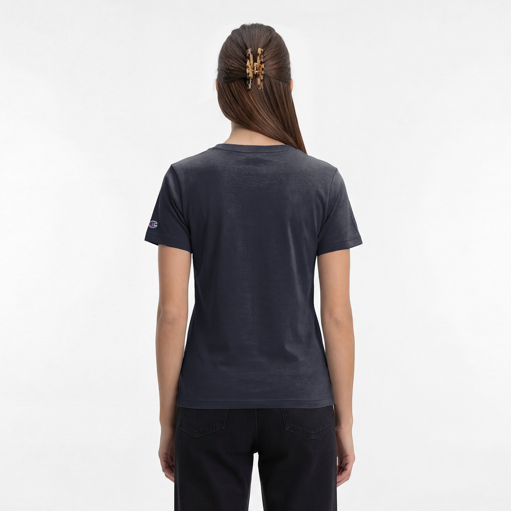 T-shirt à col en V Champion bleu marine pour femmes, New York Yankees Core