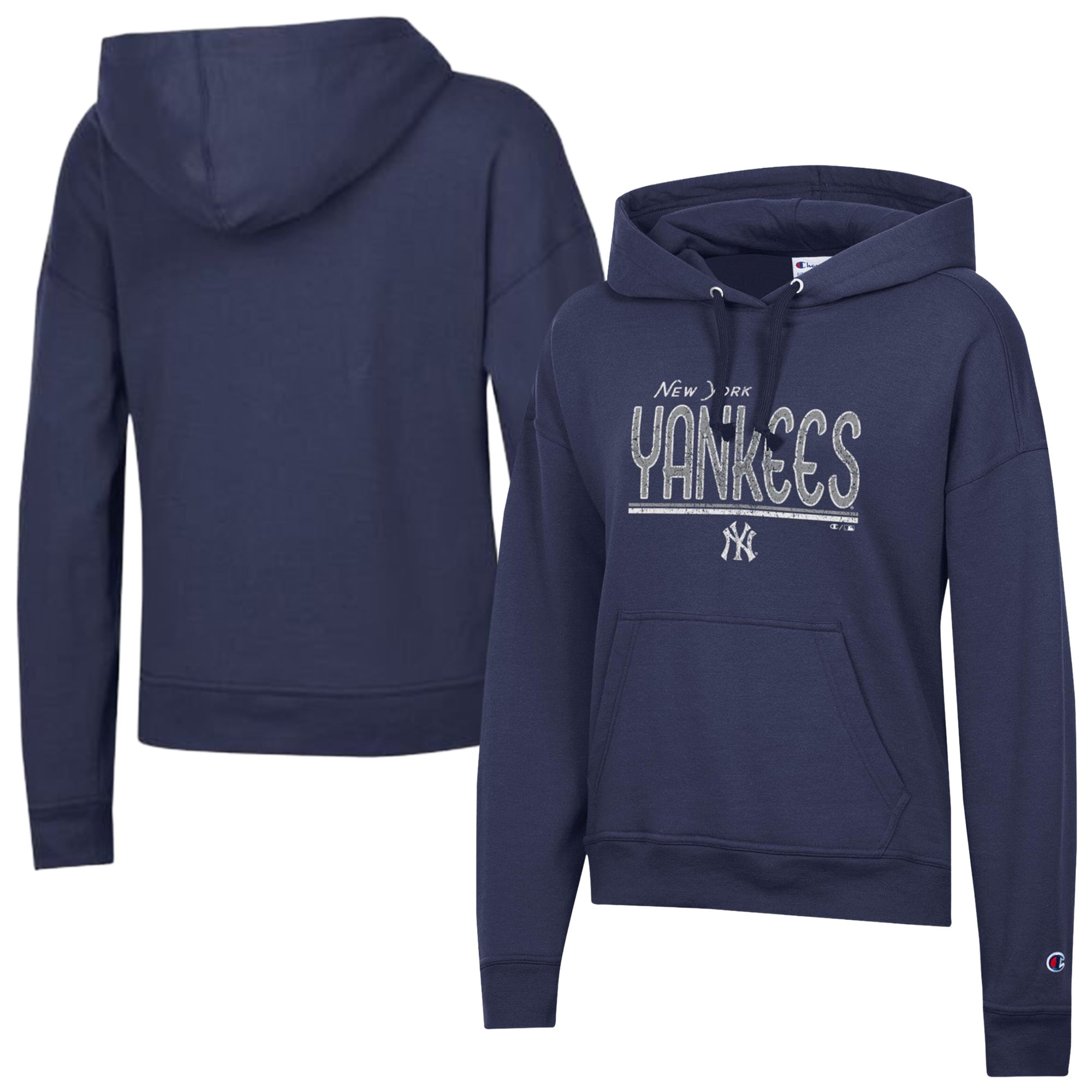 Women's Champion Navy New York Yankees Vintage Powerblend Hoodie