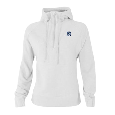 New York Yankees Columbia Women's  Swingcraft Tri-Blend Half-Zip Hoodie - White