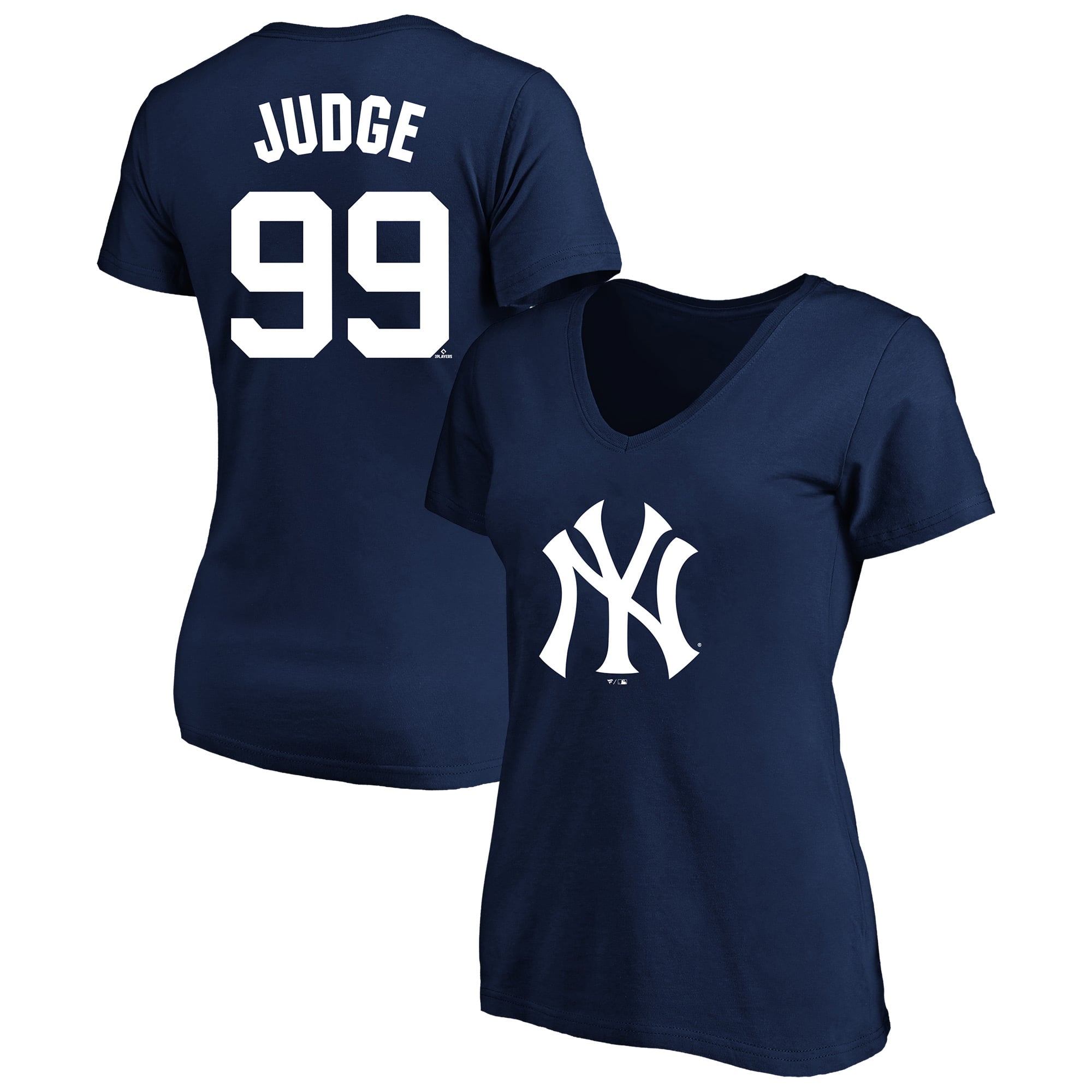 Women's Fanatics Aaron Judge Navy New York Yankees Plus Name & Number V-Neck T-Shirt