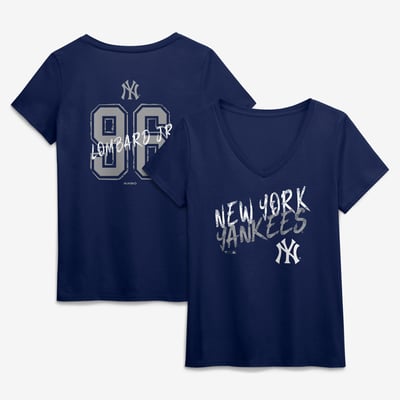 George Lombard Jr. New York Yankees Women's Hustle Name & Number V-Neck T-Shirt - Navy