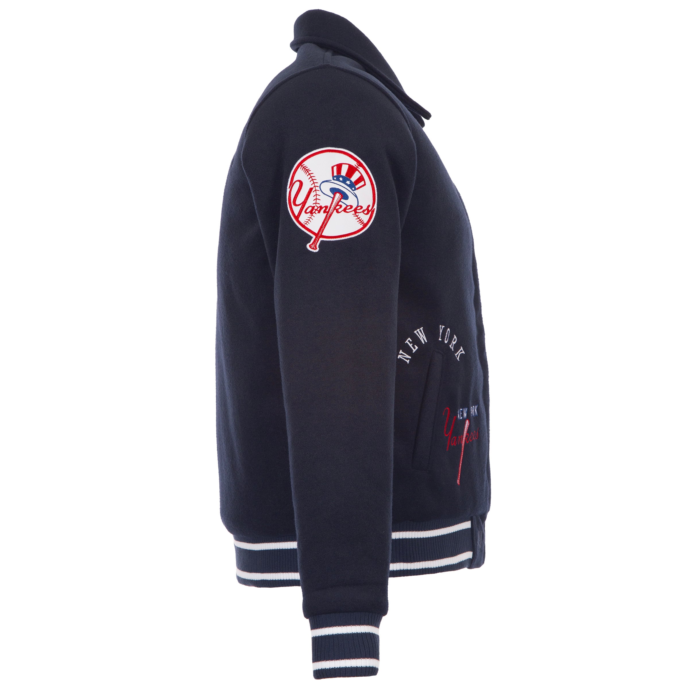 Veste réversible en laine à boutons-pression pour femme JH Design New York Yankees, bleu marine