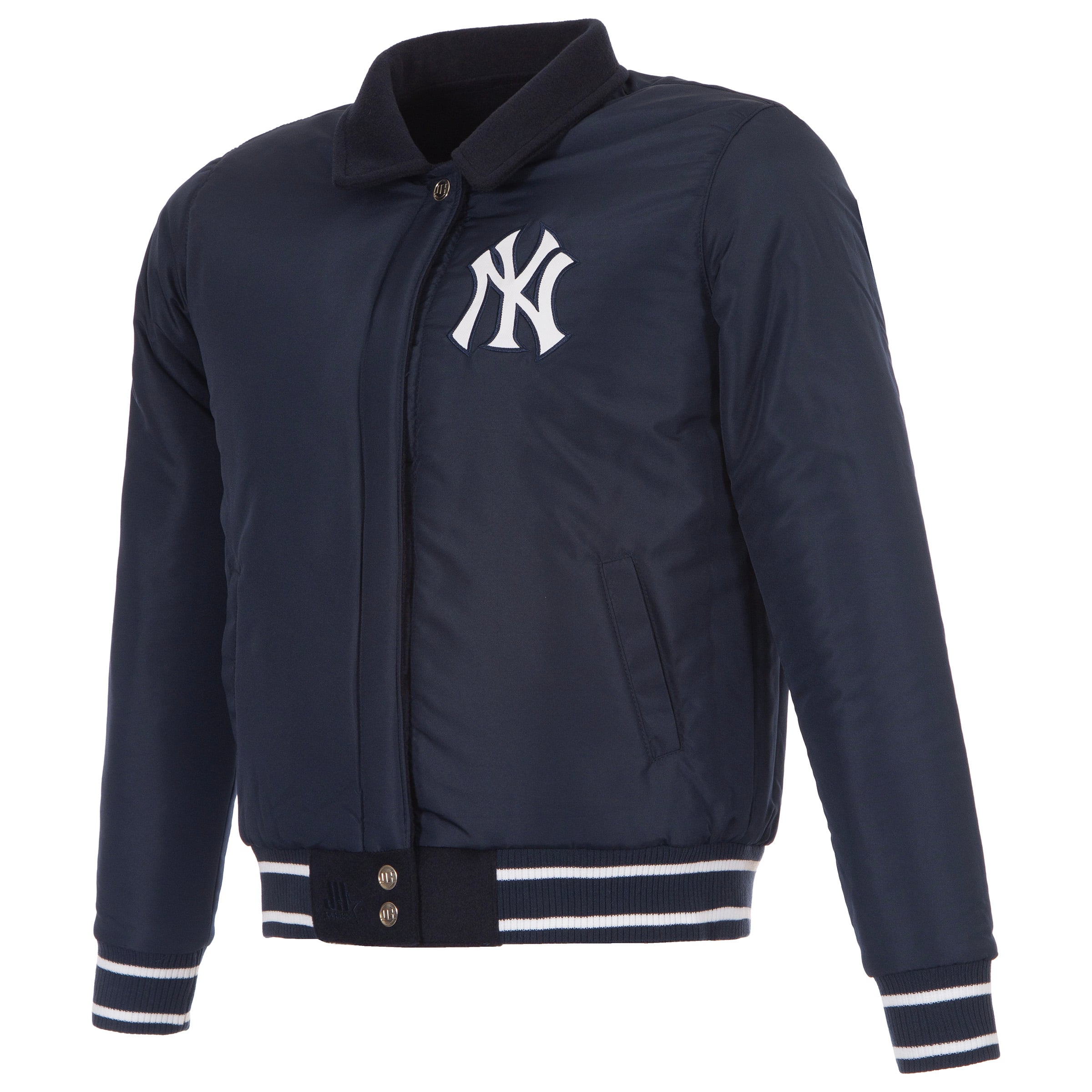 Veste réversible en laine à boutons-pression pour femme JH Design New York Yankees, bleu marine