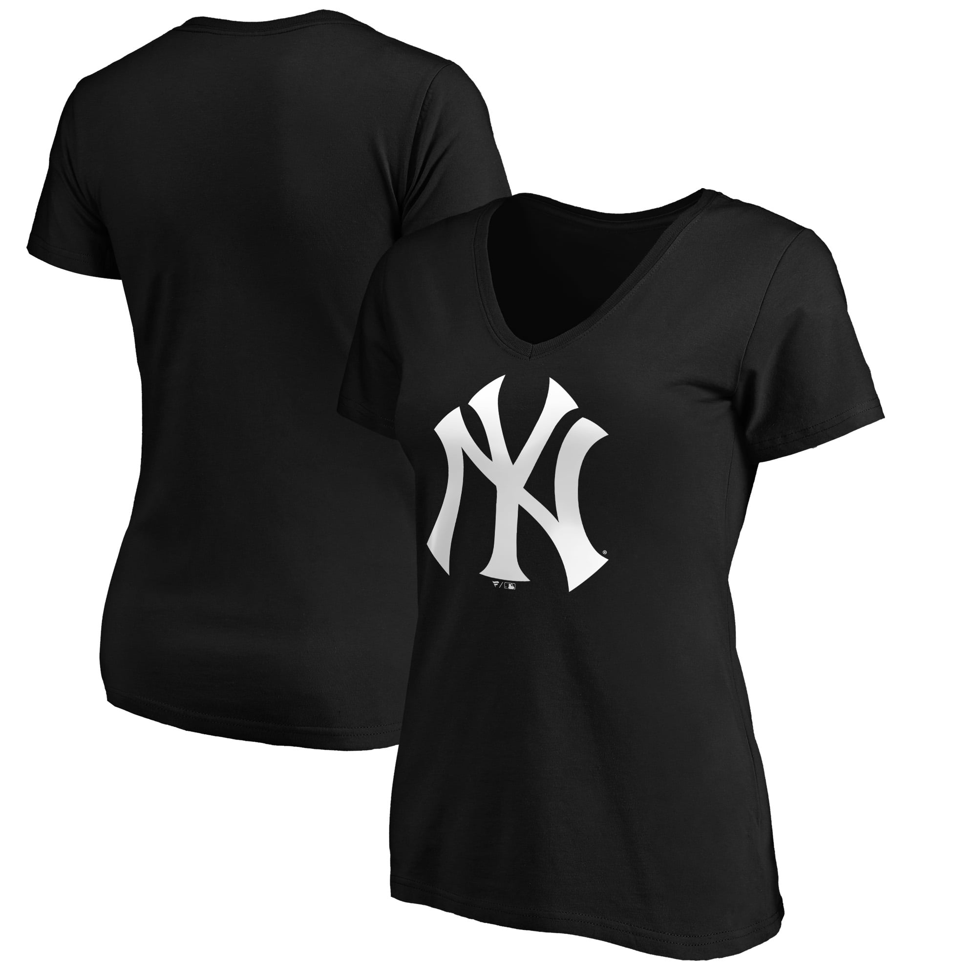Women's Logo Athletic  Black New York Yankees Official V-Neck T-Shirt