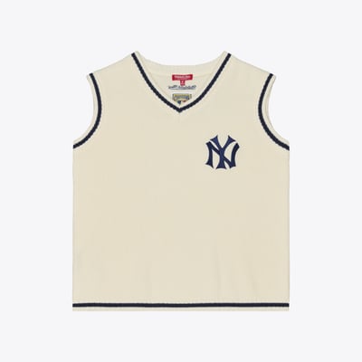 New York Yankees Mitchell & Ness Women's Cooperstown Collection Retro Roots Sweater Vest - Cream

