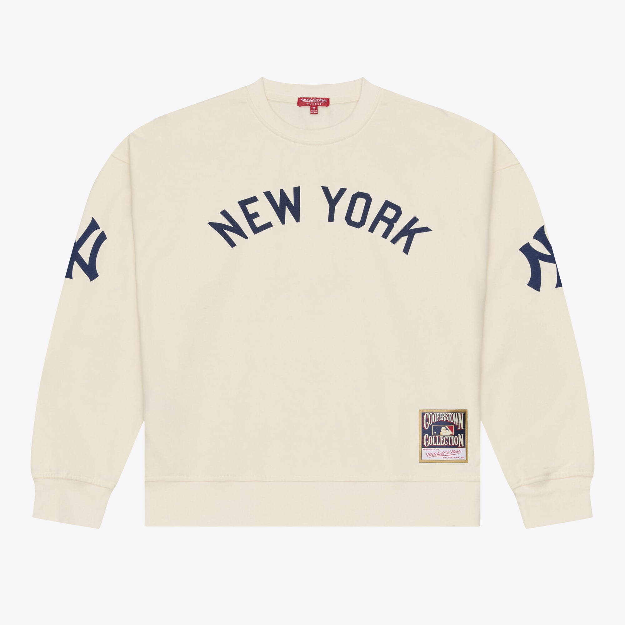 Women's Mitchell & Ness Cream New York Yankees Name Number Pullover
