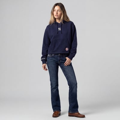 New York Yankees Mitchell & Ness Women's Cooperstown Collection Retro Roots Pullover Hoodie - Navy
