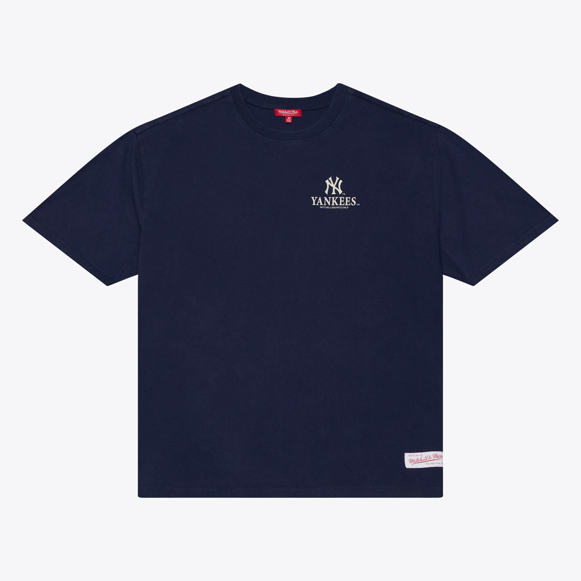 T-shirt Mitchell & Ness pour femme, bleu marine, New York Yankees Core Essentials, micro-logo